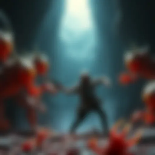 A gamer battles poisonous enemies inside a dark, abandoned cave, seeking rewards and facing challenges.