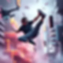 Gamer achieving a flip reset A gamer performing a flip reset in a dynamic gaming environment, showcasing impressive aerial skills while playing a competitive match.