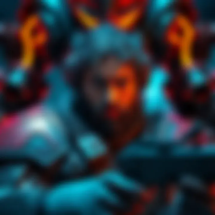 A gamer looks frustrated while facing a tough boss in a video game. The character on screen shows intricate details of armor and weapons, portraying a challenging encounter.