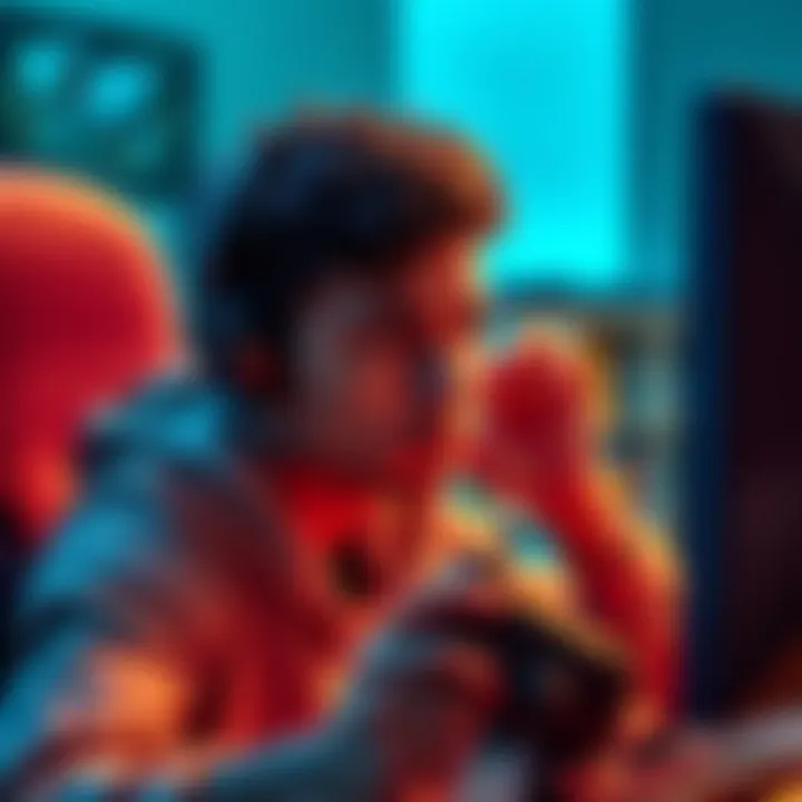 A gamer looking disappointed while watching a YouTube video on a computer, concerned about spoilers for the game DS2.