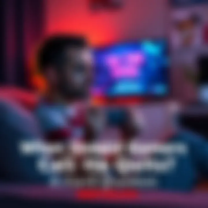 A gamer sits on a couch, looking frustrated while holding a game controller, with a TV showing a game over screen in the background.