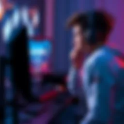 A gamer sits at their computer looking stressed while playing a competitive game, displaying their Diamond rank on screen.