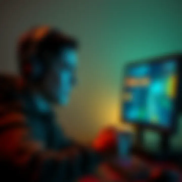 Gamer Frustrated by Data Loss A gamer looking frustrated at their computer after losing progress in a game due to server issues, with a screenshot of the game on the screen.