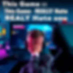 Gamer Frustration A gamer looks frustrated in front of a computer, with a game displaying a challenging level on the screen.