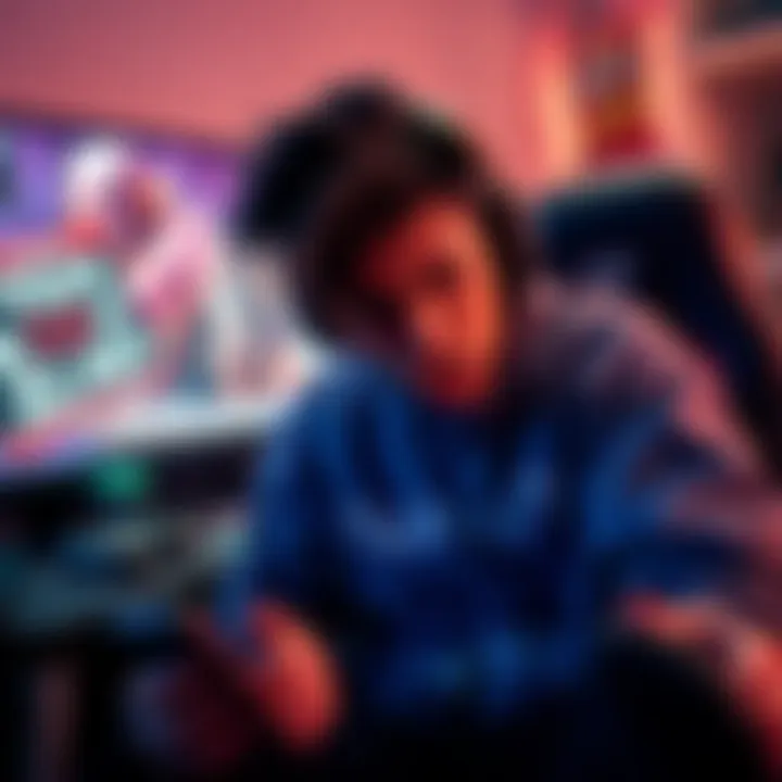 Gamer expressing frustration A gamer venting frustration at a screen showing Tyger Claws and Scavs in a game, surrounded by gaming gear and snacks.