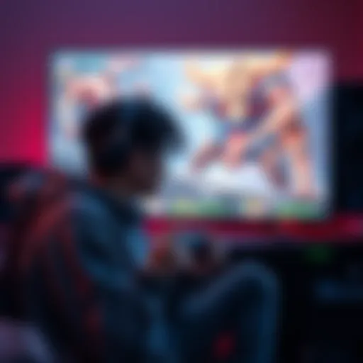 A gamer sits in front of their screen, looking defeated after losing to a tough boss in a video game, with a controller in hand and game graphics visible on the monitor.
