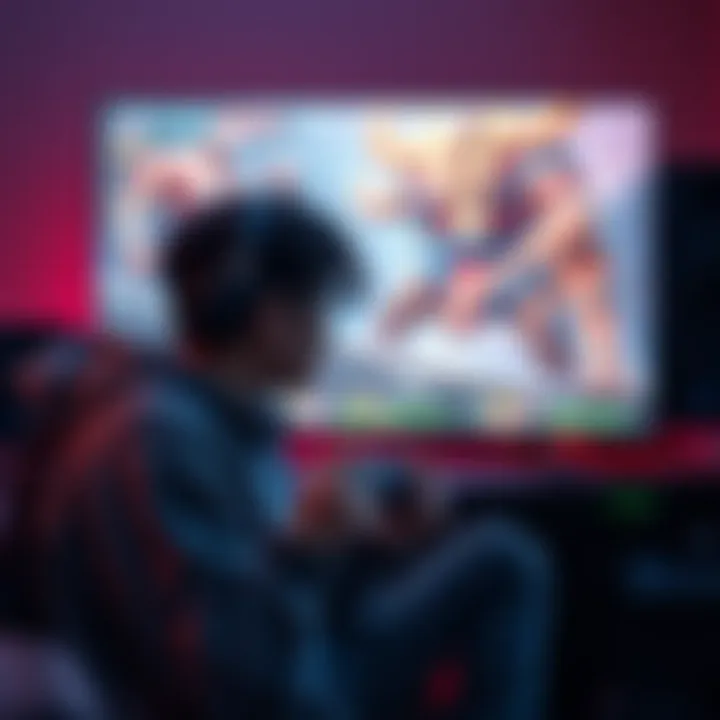 A gamer sits in front of their screen, looking defeated after losing to a tough boss in a video game, with a controller in hand and game graphics visible on the monitor.