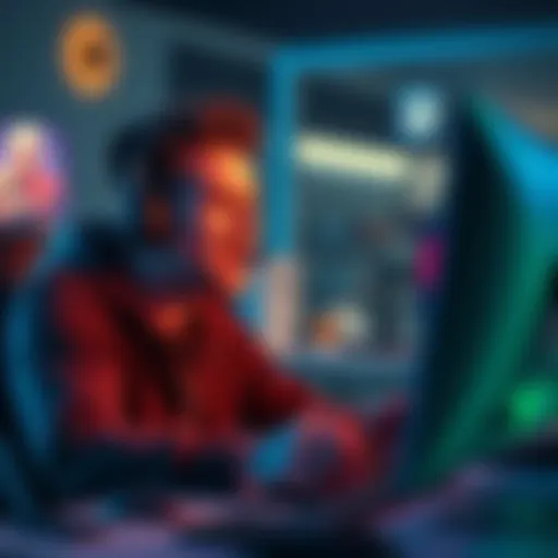 An angry gamer sitting in front of a computer, expressing frustration over game complaints while playing