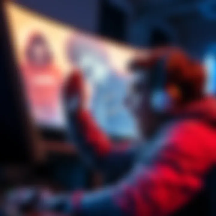 A frustrated gamer covers their ears while playing a video game, with a character named Kaneki on the screen screaming loudly.