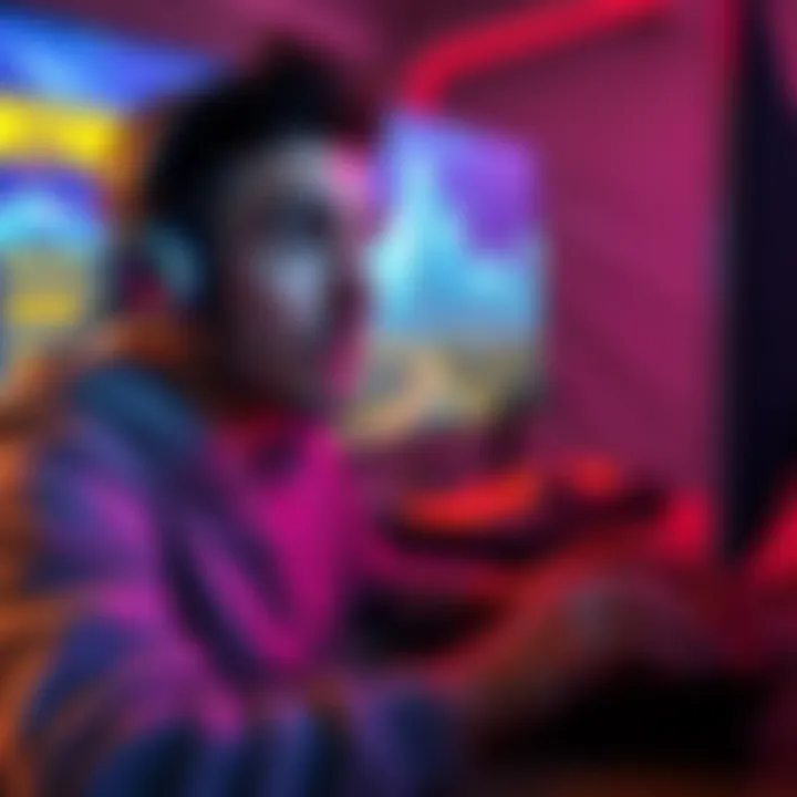 A gamer looks stressed while playing Fortnite, dealing with keyboard input delays.