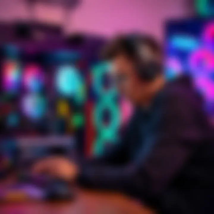 Gamer with a high-end PC looking frustrated A gamer sitting in front of a high-end gaming PC, looking frustrated while troubleshooting