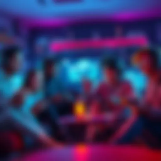 A group of diverse gamers enjoying their time playing video games together in a cozy setting.