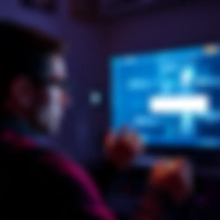 A gamer looks concerned while looking at his Xbox screen, showing friend requests and messages from hackers.