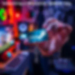 A person holding a Steam key in their hand, looking excited to share it with others. The background shows a gaming setup with a computer and gaming accessories.