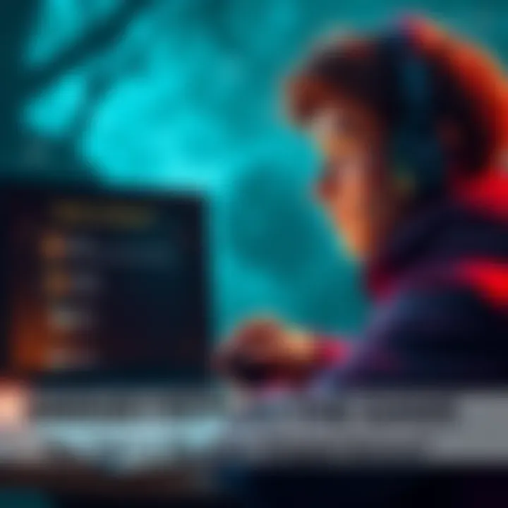 A gamer contemplating which house to choose in a fantasy game, looking at quest options on a screen, with a thoughtful expression.