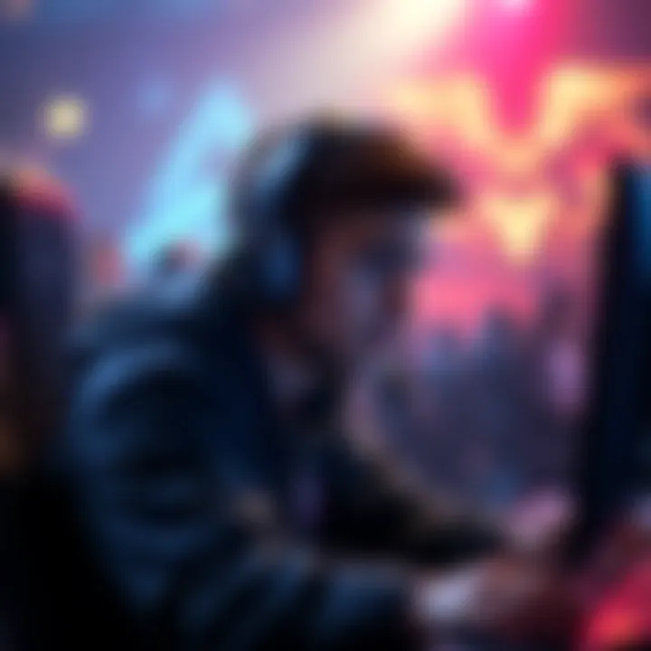 A gamer with a headset looks frustrated while playing in a lower-ranked match, showcasing the contrast between claimed high skill and actual performance.
