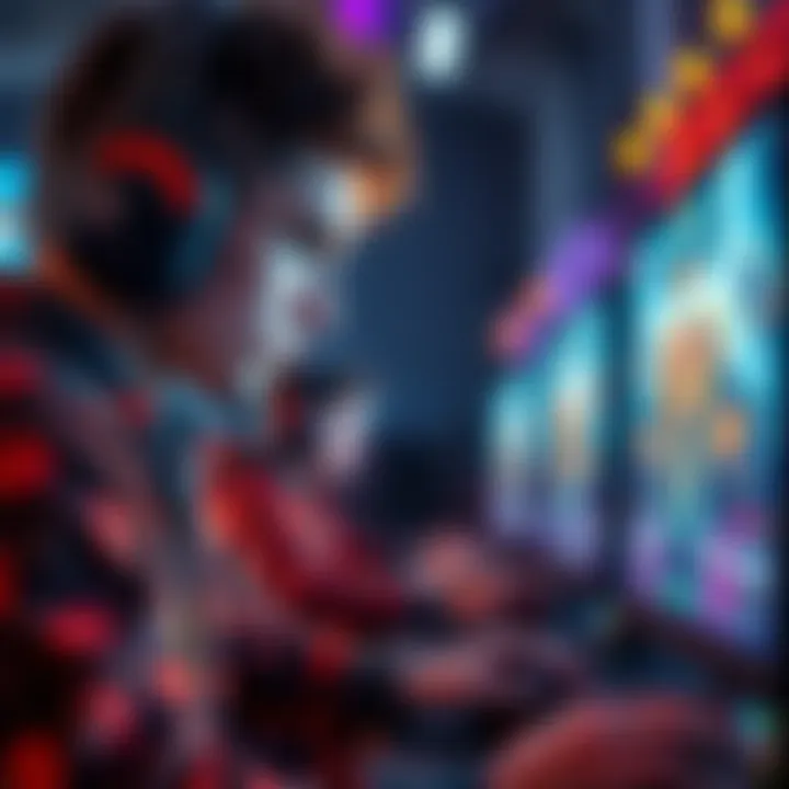 A gamer focused on their screen, preparing for a challenging gameplay session with intense graphics and action elements.