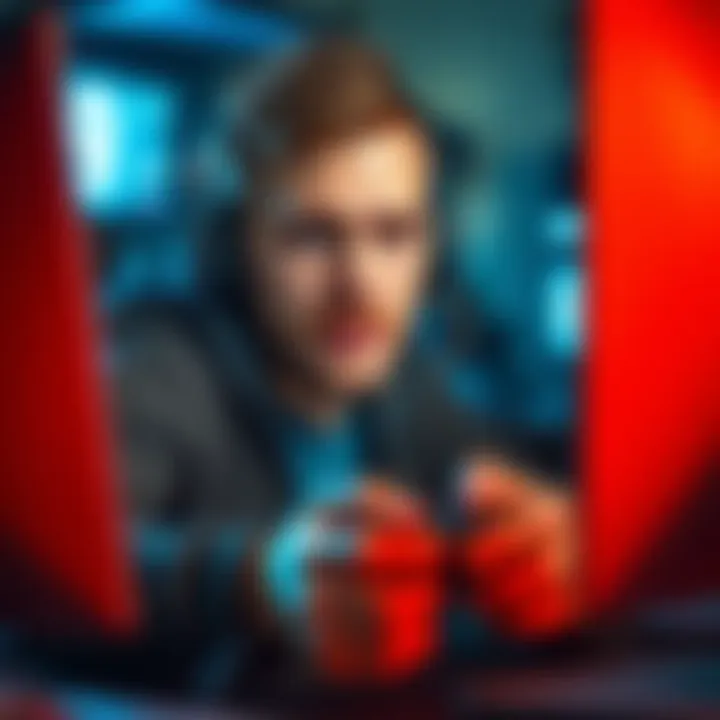 A seasoned gamer focused on surviving solo matches, showcasing a determined expression while using a controller in a gaming setup.