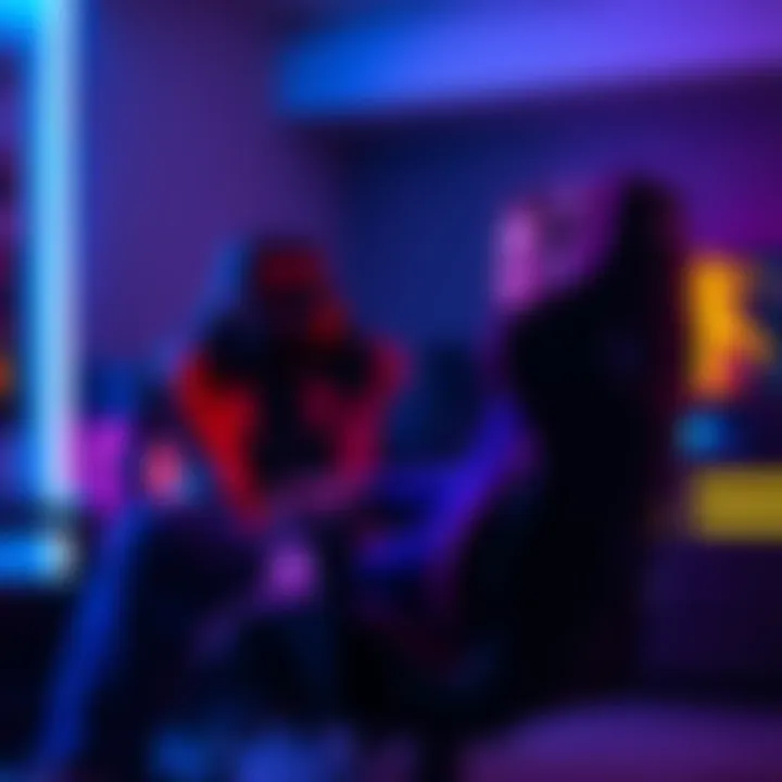 A gamer comfortably seated in a modern gaming chair with vibrant colors, focused on their screen during a gaming session.