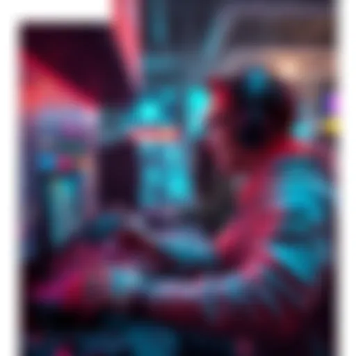 A gamer selecting in-game items and making purchases on their gaming console