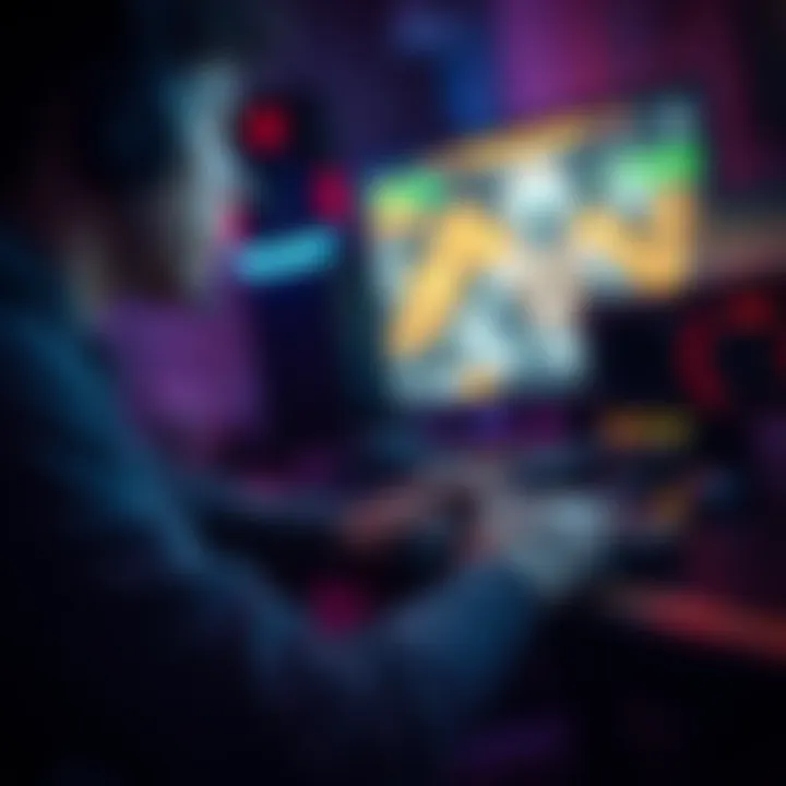 A person focused on gaming, skillfully using a keyboard and mouse for gameplay