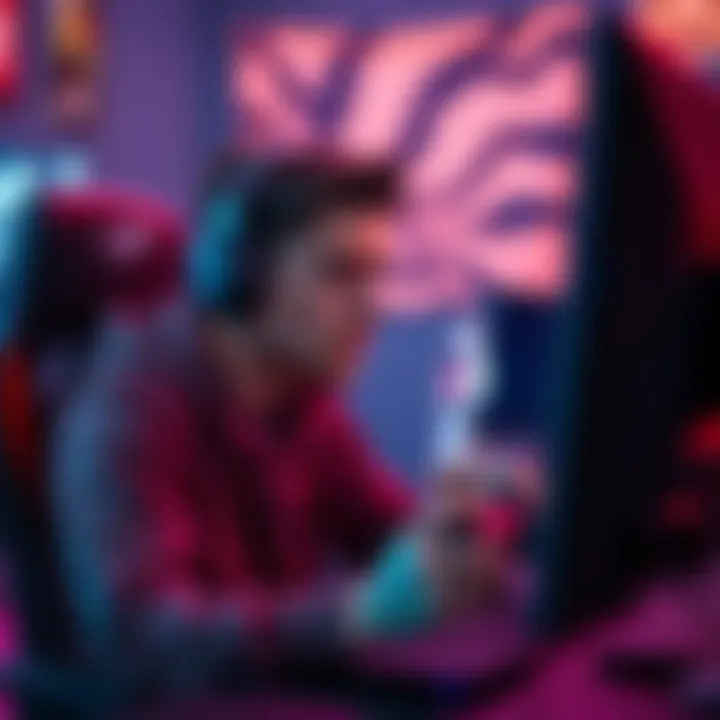 A gamer looks concerned while playing video games, showing emotions of frustration and determination. They are seated at a gaming setup with a computer and controller in hand, reflecting on their wins and losses in matchmaking.