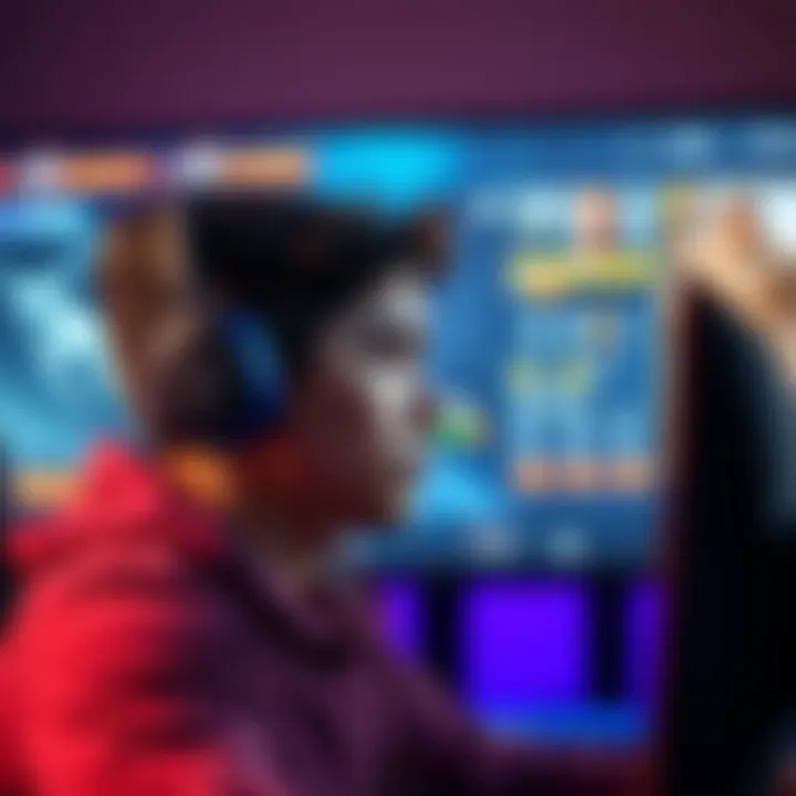 A new gamer with a headset looking frustrated while facing a complex matchmaking screen showing high-level opponents