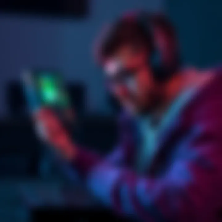 A sad gamer looking at a game console while holding a Steam Deck.