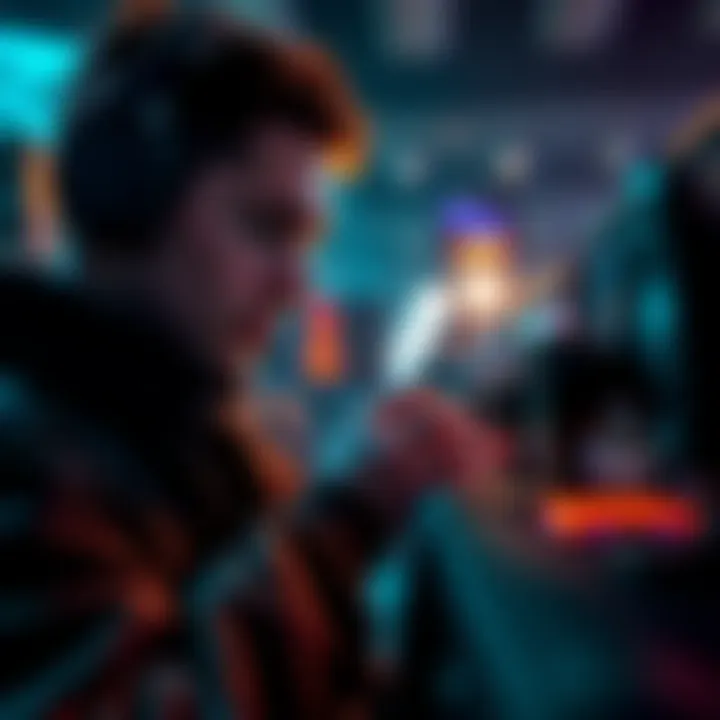 A focused gamer adjusting mouse sensitivity settings in a first-person shooter game