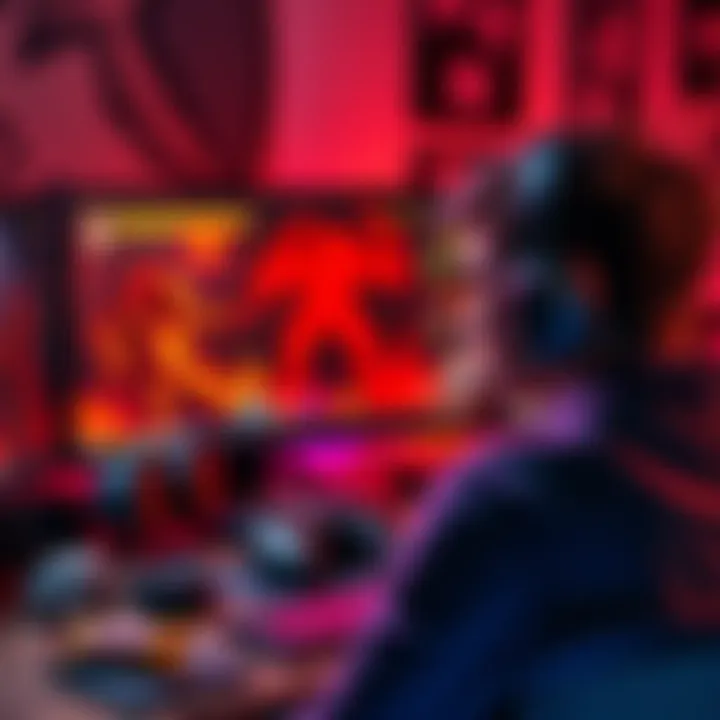 A gamer focuses intently on a screen showing a survival game in nightmare mode, surrounded by snacks and gaming gear.