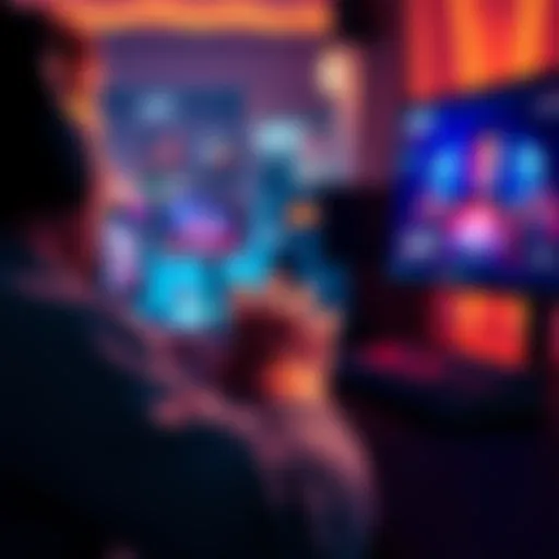 A gamer using a mouse with one hand while sitting at a desk, focused on the screen