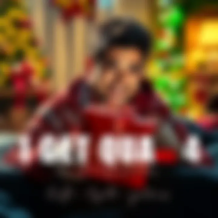 A happy gamer unwrapping a Quake 4 video game gift on Christmas