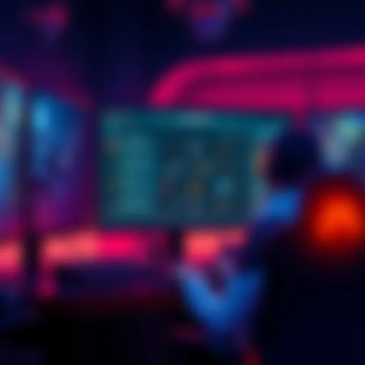 A gamer sitting in front of a screen, analyzing their Koryini set and quest details, with various equipment displayed.