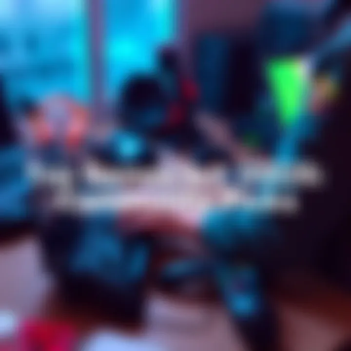 A person organizing a list of video games on a desk with a laptop and gaming controllers around.