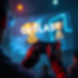 Gamer Celebrates Outlast Completion A gamer holding a controller with a PlayStation trophy display on the screen, showing excitement after finishing Outlast