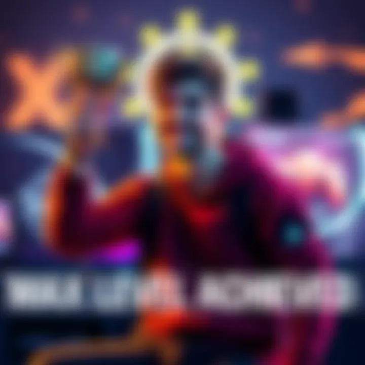 Gamer celebrating platinum achievement A gamer holding a trophy with a gaming console in the background, celebrating reaching platinum status in a game and its DLC.