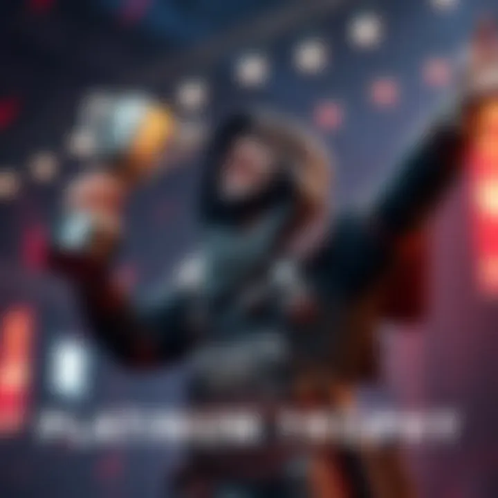 A gamer holding a platinum trophy for Assassin's Creed Rogue, showing excitement and joy