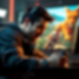 Gamer Playing Far Cry A gamer intensely focused on playing Far Cry 4 on a console, highlighting the graphics and gameplay experience.