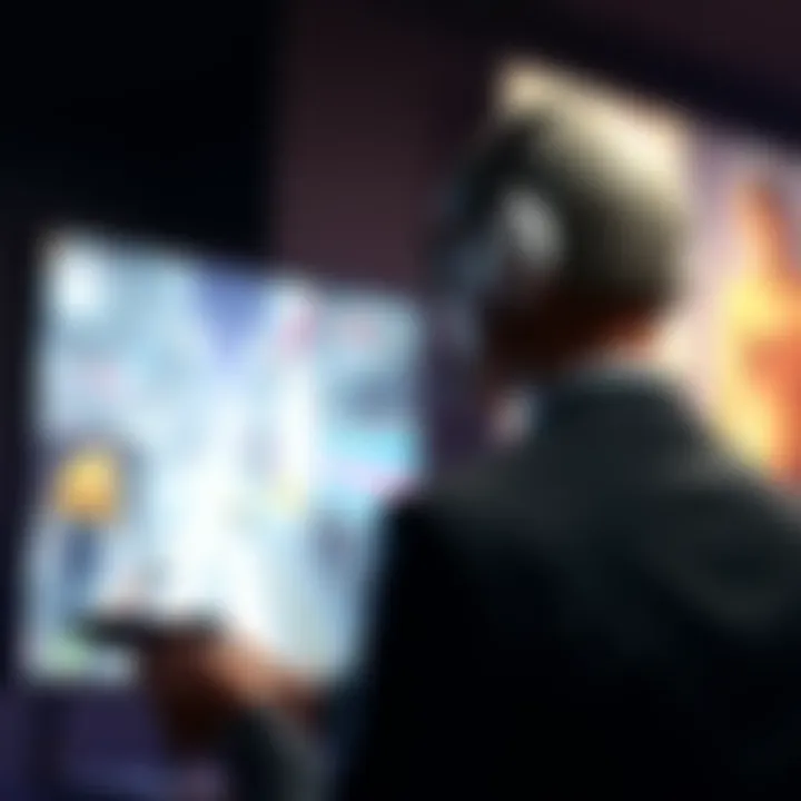 Gamer fully immersed in Hitman 3, focused on the screen with game graphics displayed, showing a stealthy action scene