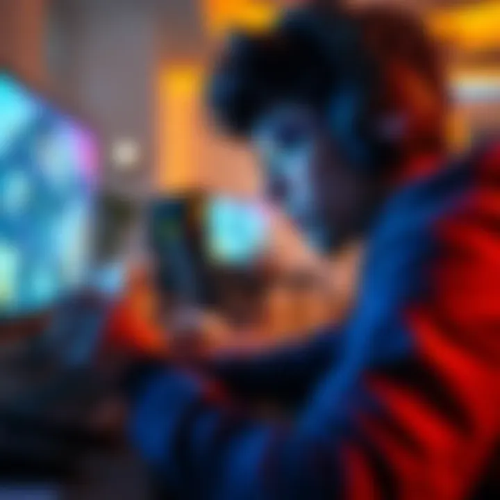 A gamer focuses intently on the screen while playing Overwatch, showcasing Juno's abilities in action.