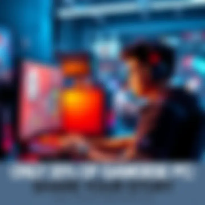 A gamer focused on a computer screen with gaming gear around