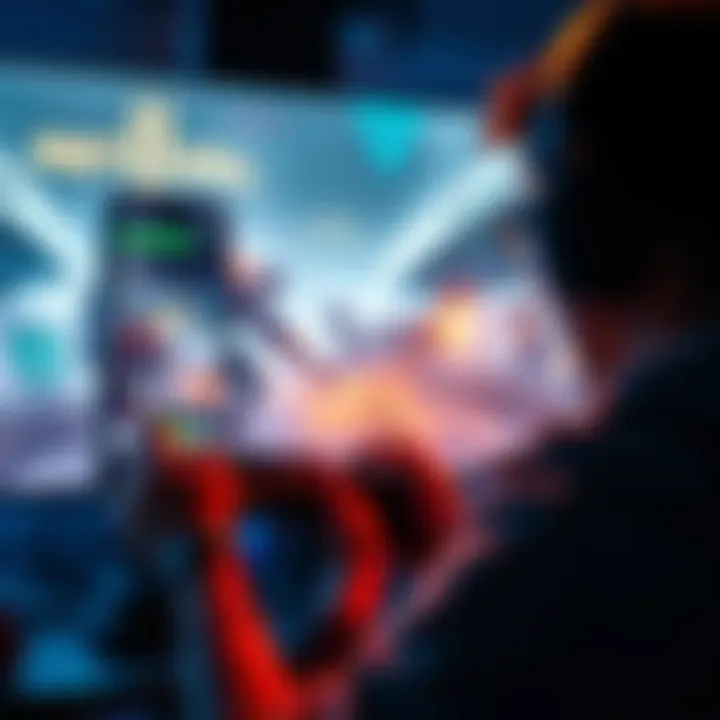 Person focused on a video game screen displaying Returnal gameplay, showing action and excitement.