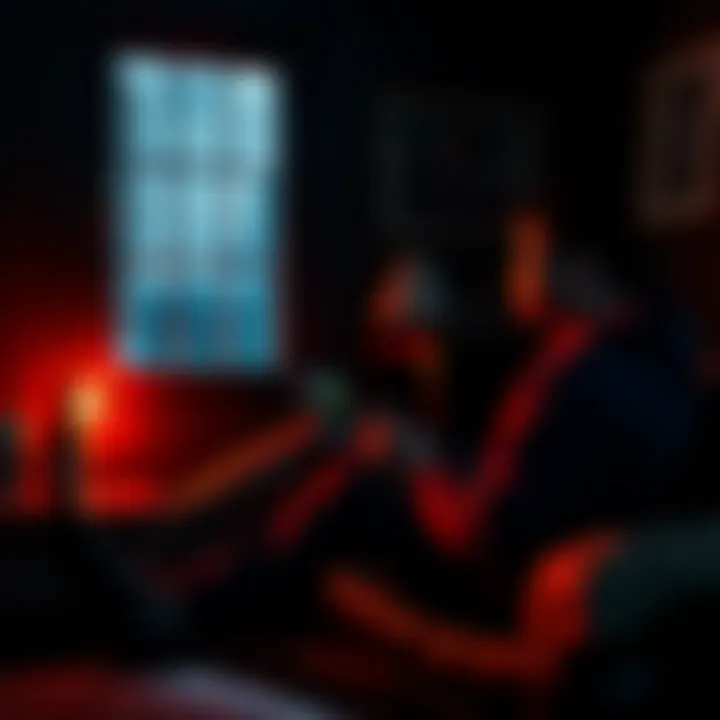 Gamer playing Silent Hill on PSVita A person sitting in a dark room, engrossed in playing Silent Hill 1 on a PSVita, with rain visible through a window and a beer nearby.