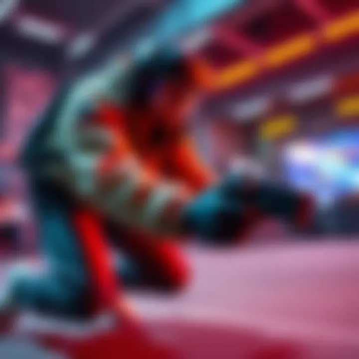 Player engaging in gameplay techniques A gamer using dodge and sprint techniques while playing a video game, examining their effectiveness.