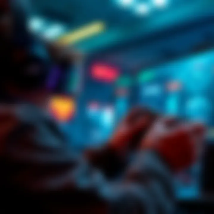 A gamer focused on a screen, playing a game without a HUD, showcasing a stealth gameplay style