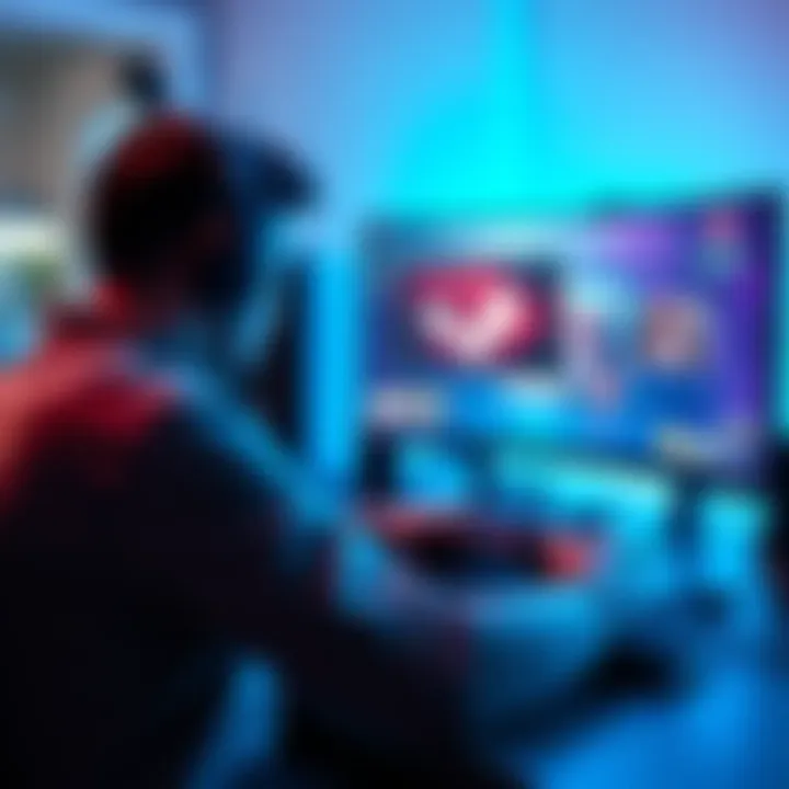 A gamer focused on a single-player game on a computer screen, without Steam login.
