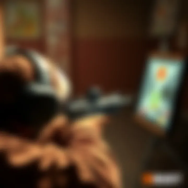 Gamer practicing aim in Rust A dedicated gamer focused on improving their shooting skills in Rust, aiming at targets on the screen with intense concentration.