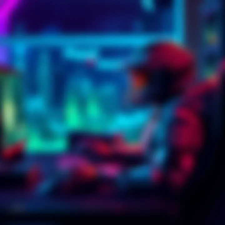 A gamer focused on improving their aiming skills in Halo, sitting at a desk with a mouse and keyboard, looking determined