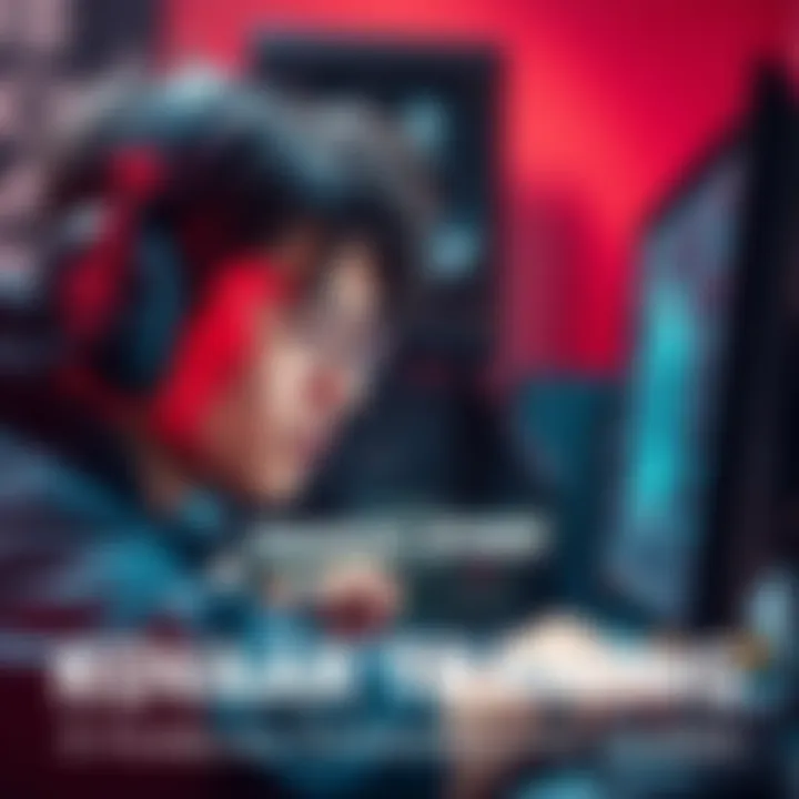 A gamer focused on aiming training in Kovaaks with a computer setup, showcasing a serious expression as they strive to improve their skills in Counter-Strike.