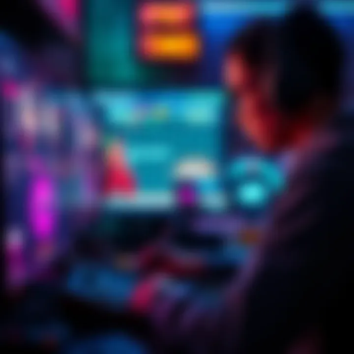 A person focused on a gaming screen, working on Street Fighter combos using a numpad notation guide